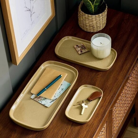 Hearth & Hand Magnolia 3pc Decorative Ceramic CatchAll Tray Set Tan - Target - Picture 2 of 5